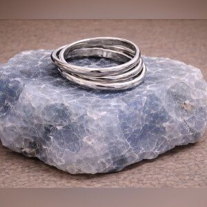 925 Sterling Silver Hammered multi band ring Handmade Band 2.3 mm each band.